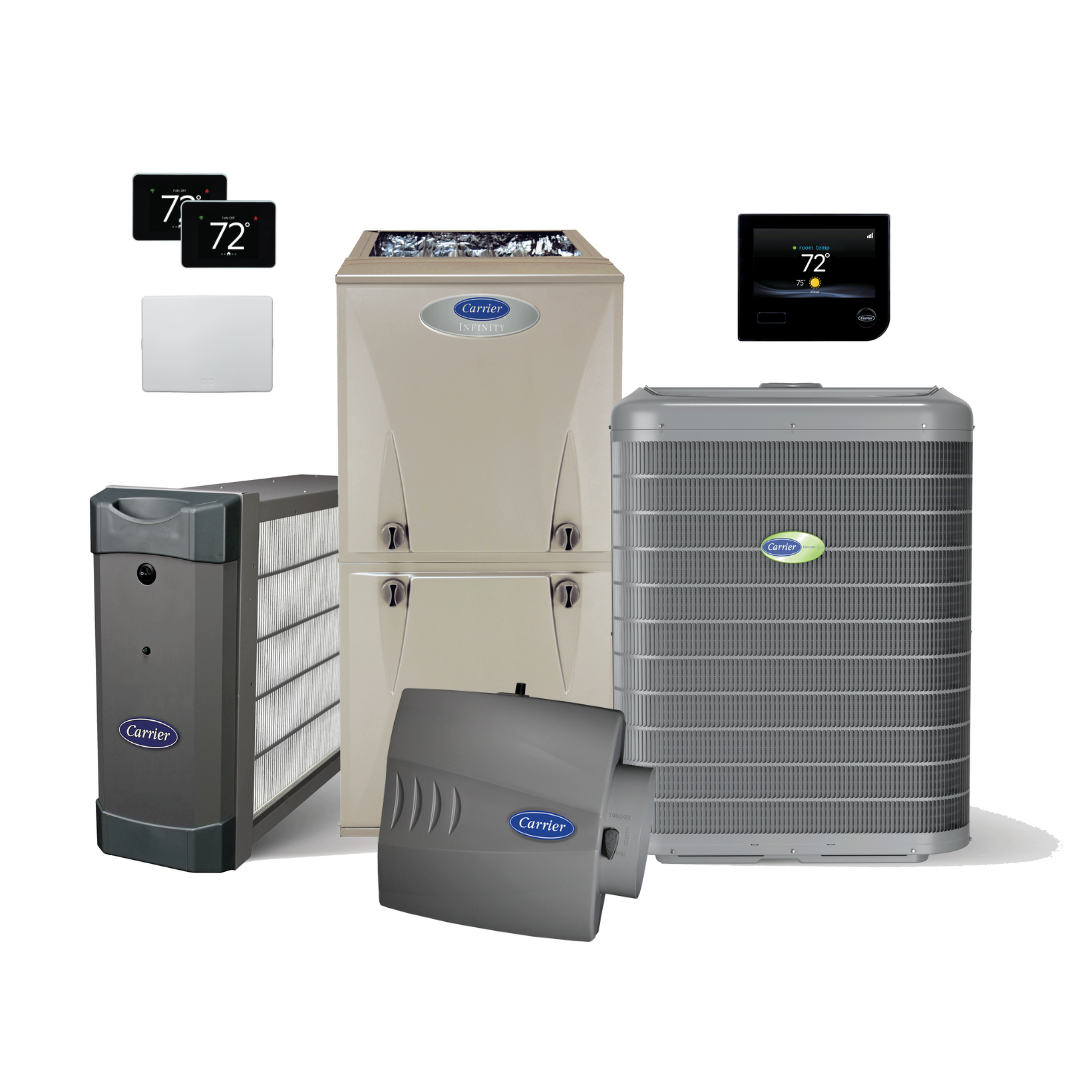 Carrier Infinity Comfort System, Air Purifier, Zoning Panel, Two Smart Sensors, and Performance Large Bypass Humidifier